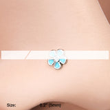 Detail View 2 of Adorable Plumbago Flower Sparkle Nose Stud Ring-Clear Gem