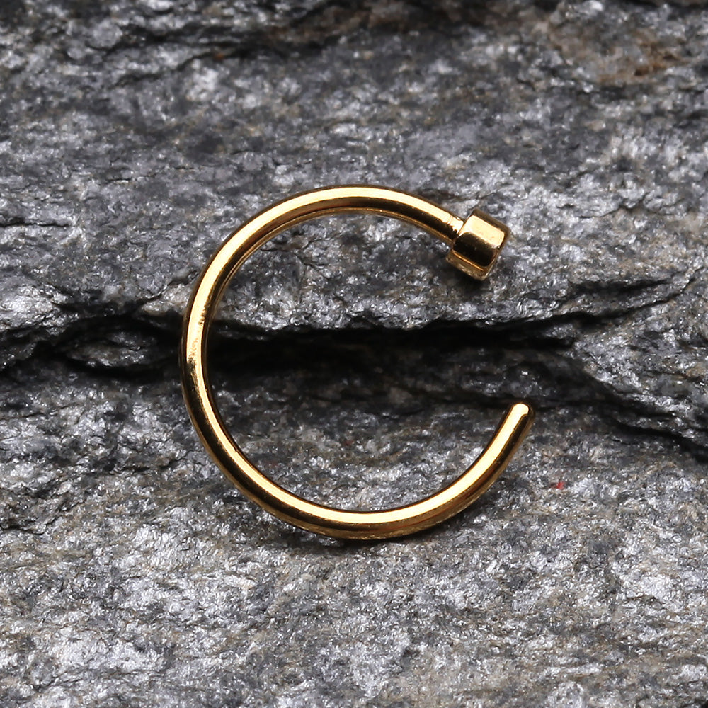 Detail View 2 of Gold PVD Basic Nose Hoop Ring