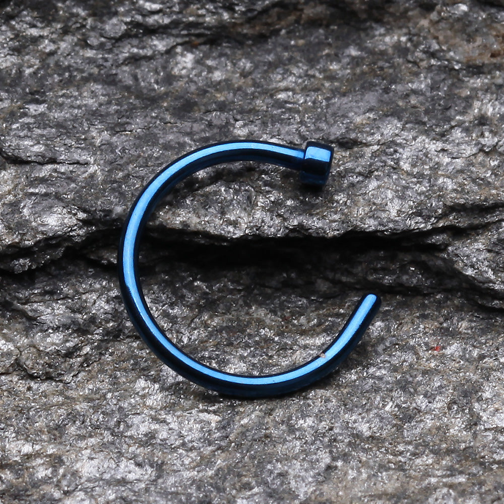 Detail View 2 of Colorline Basic Nose Hoop Ring-Blue