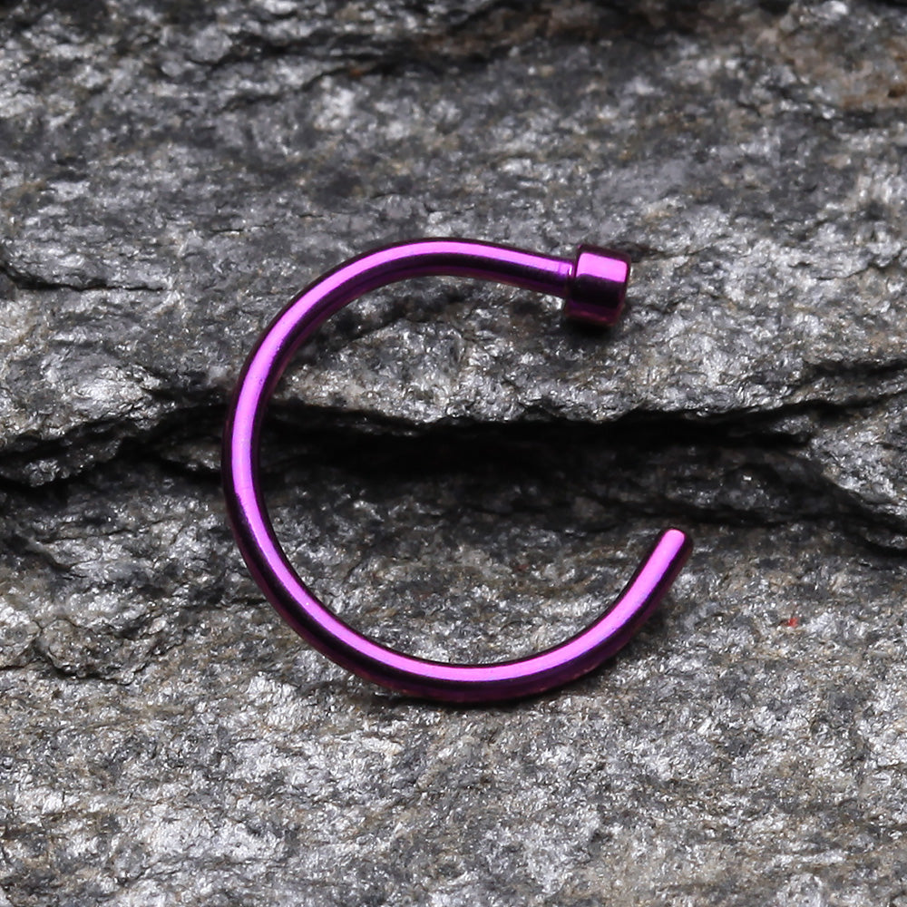 Detail View 2 of Colorline Basic Nose Hoop Ring-Purple