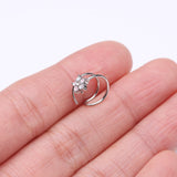 Detail View 2 of Opalescent Opal Sparkle Flower Double Hoop Non-Piercing Nose Cuff-Clear Gem/White