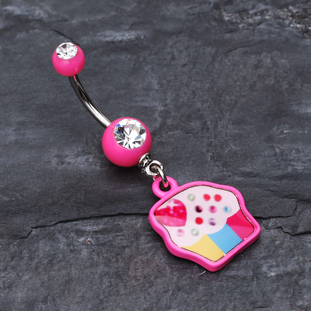 Detail View 2 of Sweet Tooth Cupcake Belly Button Ring-Pink
