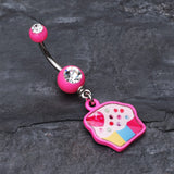 Detail View 2 of Sweet Tooth Cupcake Belly Button Ring-Pink