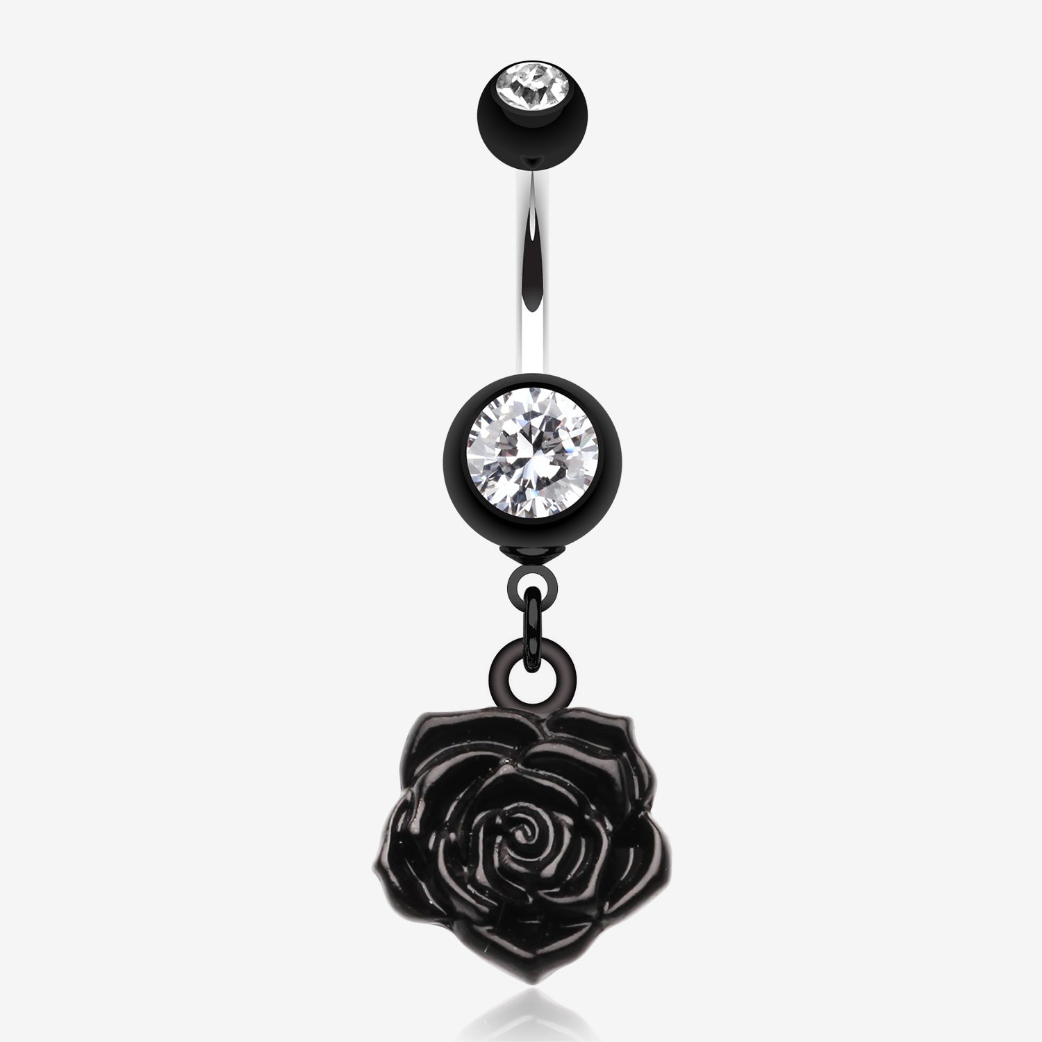 Immortal Rose Belly Button Ring-Black