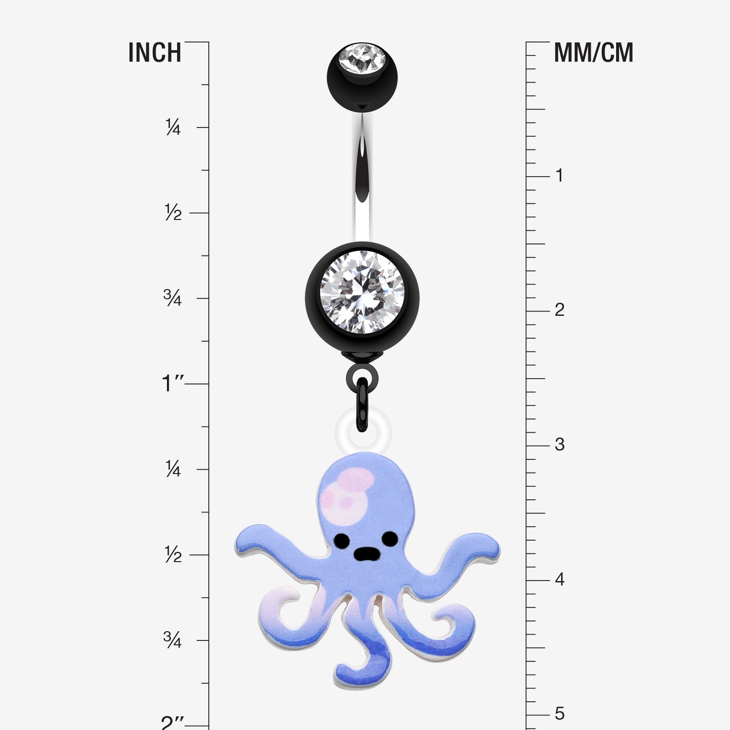Detail View 1 of Super Sweet Octopus Belly Button Ring-Black