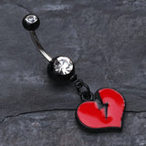 Detail View 2 of Broken Heart Belly Button Ring-Red