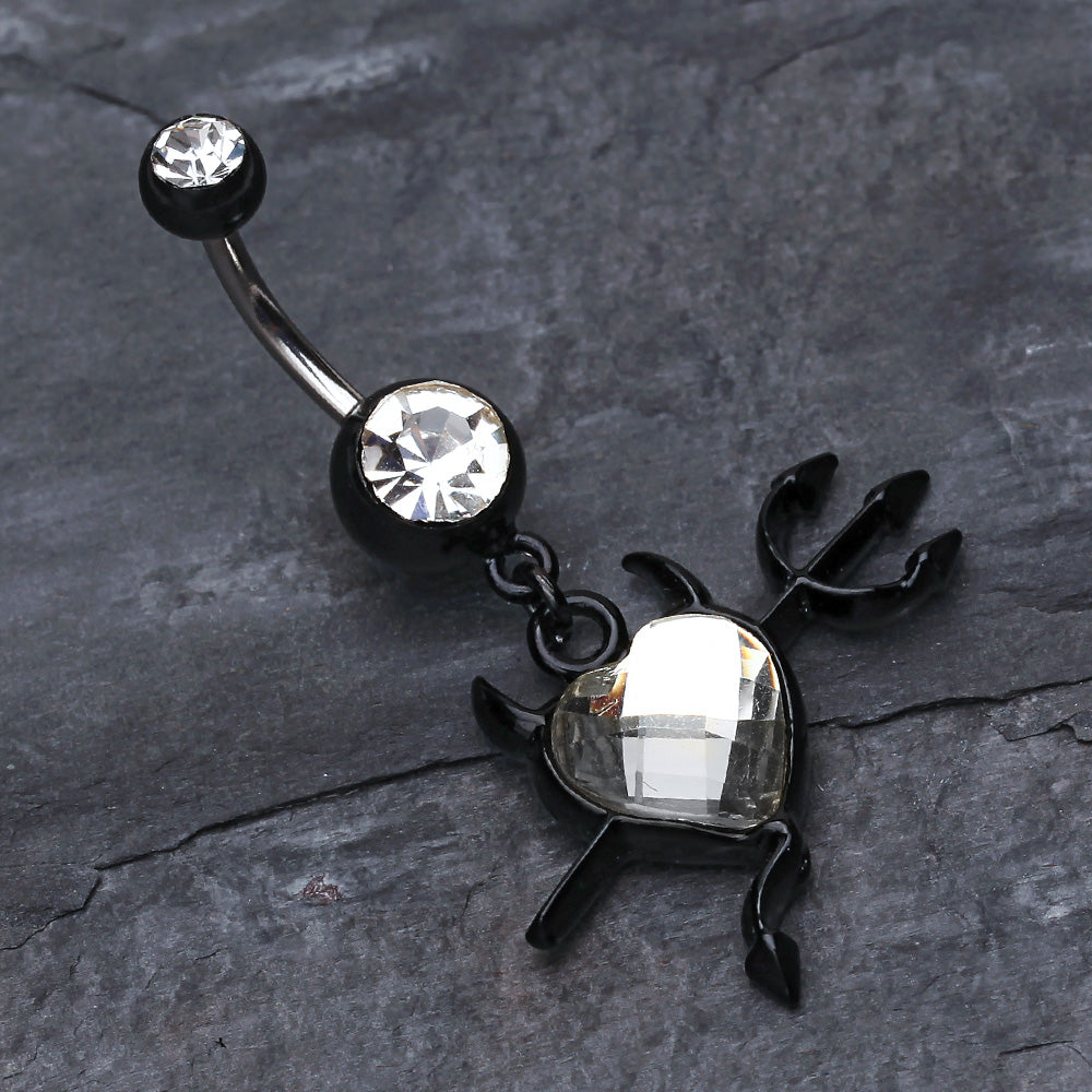 Detail View 2 of Cruela's Heart Belly Button Ring-Clear Gem