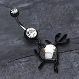 Detail View 2 of Cruela's Heart Belly Button Ring-Clear Gem