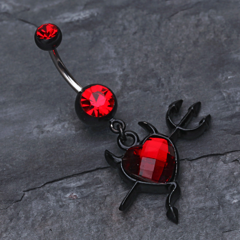 Detail View 2 of Cruela's Heart Belly Button Ring-Red