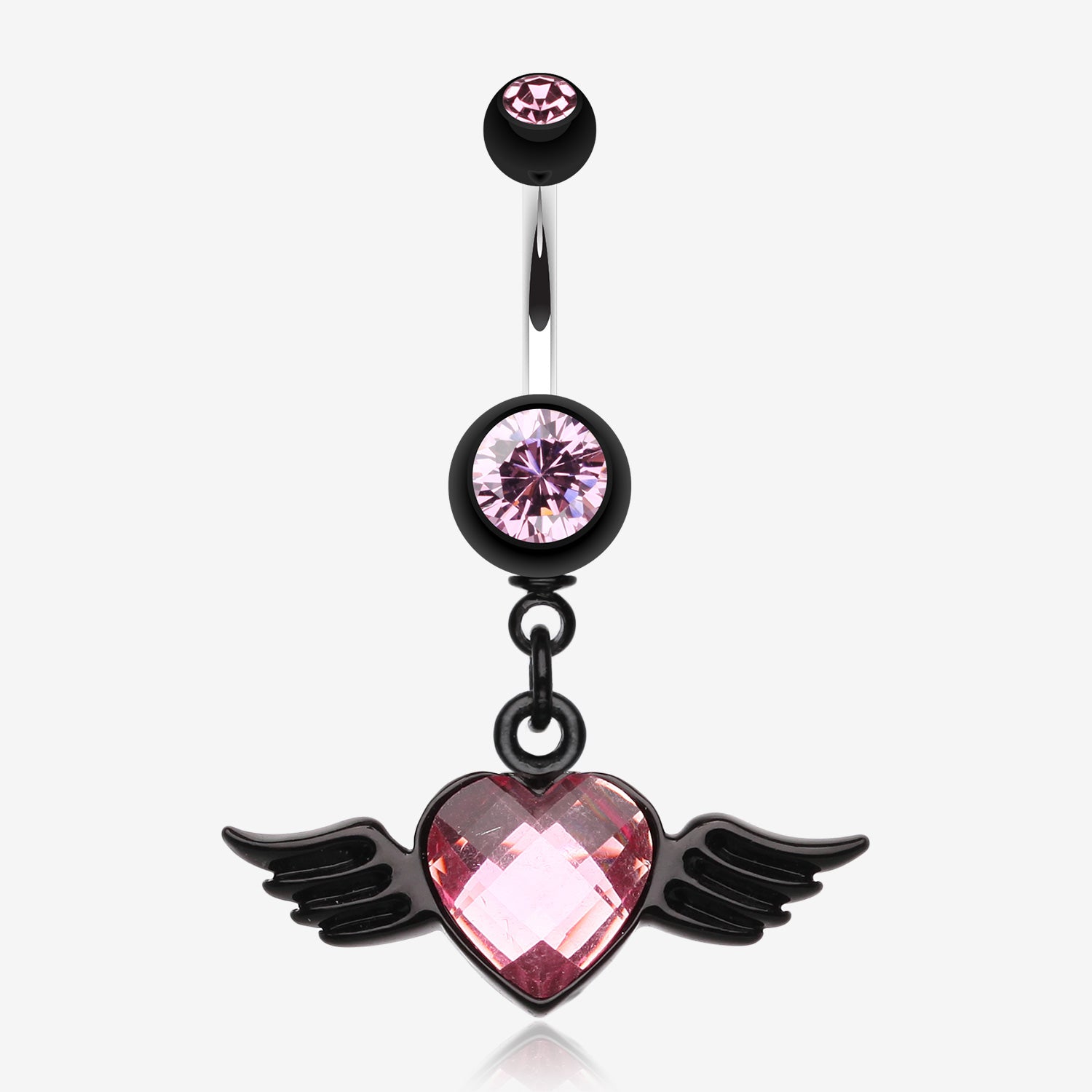 Dark Love Angel Belly Button Ring-Pink