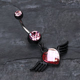 Detail View 2 of Dark Love Angel Belly Button Ring-Pink