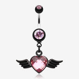 Dark Love Angel Belly Button Ring-Pink