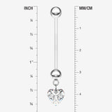 Detail View 1 of Sparkle Heart Gem Dangle Bio-Flex Pregnancy Belly Button Ring-Clear Gem