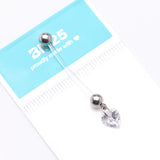 Detail View 4 of Sparkle Heart Gem Dangle Bio-Flex Pregnancy Belly Button Ring-Clear Gem