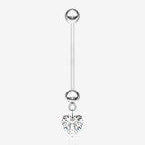 Sparkle Heart Gem Dangle Bio-Flex Pregnancy Belly Button Ring-Clear Gem