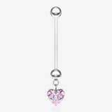 Sparkle Heart Gem Dangle Bio-Flex Pregnancy Belly Button Ring