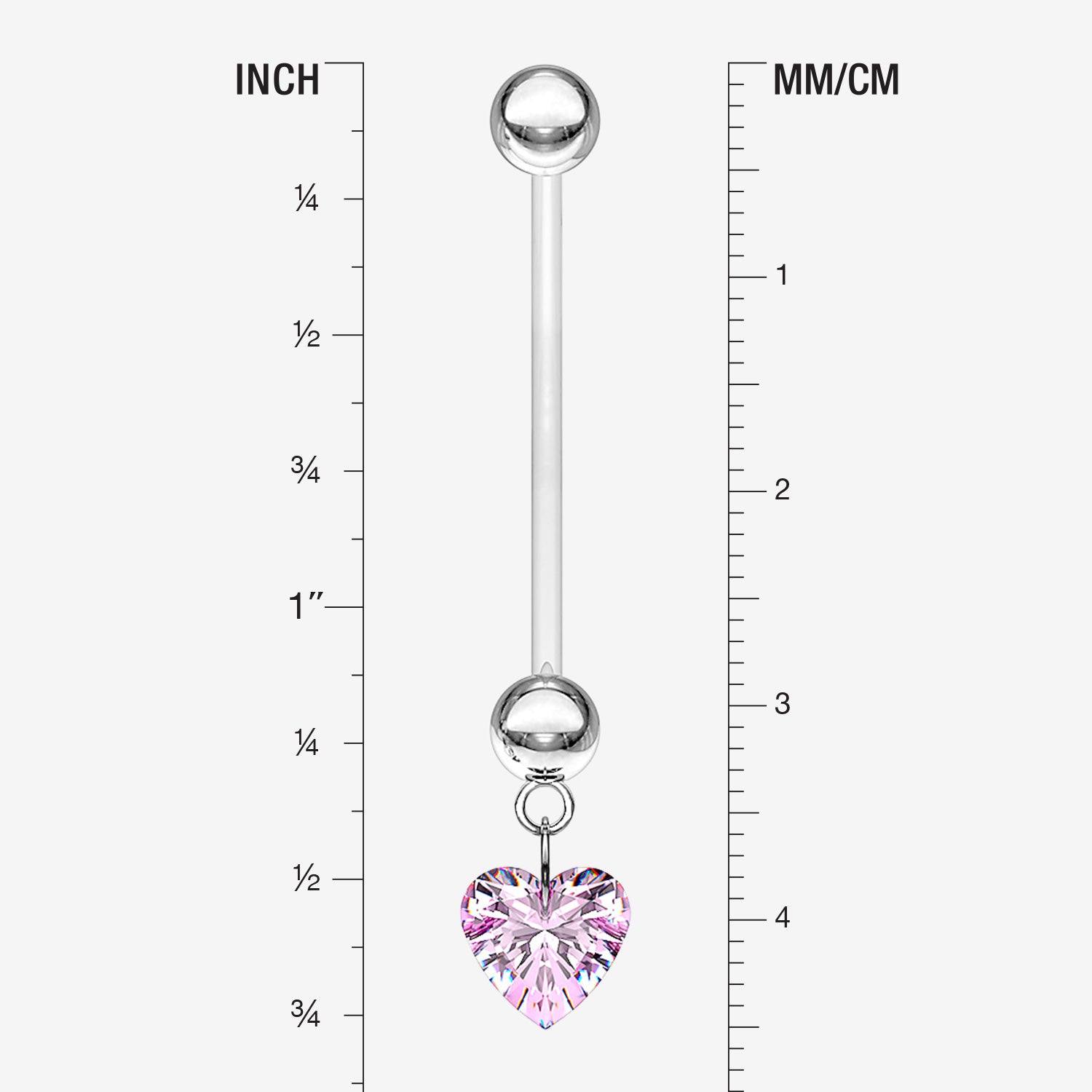Detail View 1 of Sparkle Heart Gem Dangle Bio-Flex Pregnancy Belly Button Ring-Pink