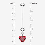 Detail View 1 of Sparkle Heart Gem Dangle Bio-Flex Pregnancy Belly Button Ring-Red