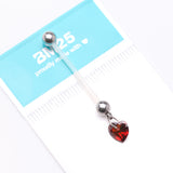 Detail View 4 of Sparkle Heart Gem Dangle Bio-Flex Pregnancy Belly Button Ring-Red