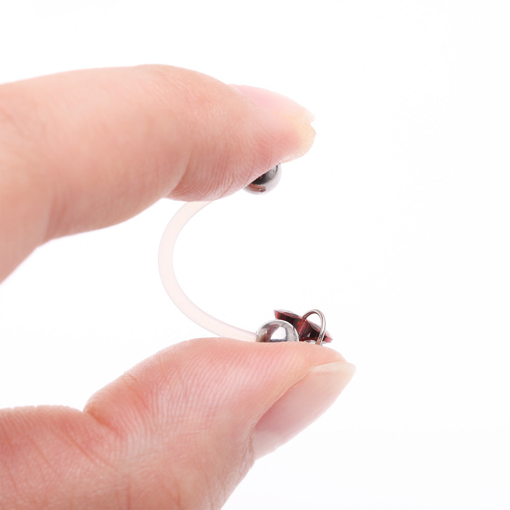 Detail View 3 of Sparkle Heart Gem Dangle Bio-Flex Pregnancy Belly Button Ring-Red