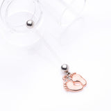Detail View 2 of Rose Gold Baby Feet Sparkle Dangle Bio-Flex Pregnancy Belly Button Ring-Clear Gem