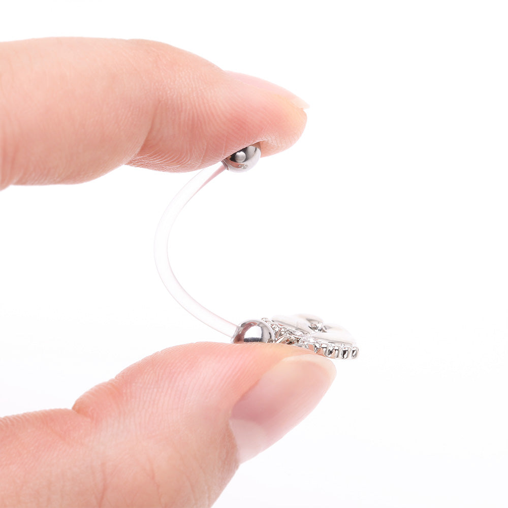 Detail View 3 of Baby Feet Sparkle Dangle Bio-Flex Pregnancy Belly Button Ring-Clear Gem