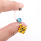 Detail View 3 of Heart Gem Sparkle Baby On Board Dangle Bio-Flex Pregnancy Belly Button Ring-Aqua