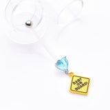 Detail View 2 of Heart Gem Sparkle Baby On Board Dangle Bio-Flex Pregnancy Belly Button Ring-Aqua