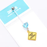 Detail View 4 of Heart Gem Sparkle Baby On Board Dangle Bio-Flex Pregnancy Belly Button Ring-Aqua