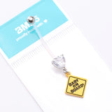Detail View 4 of Heart Gem Sparkle Baby On Board Dangle Bio-Flex Pregnancy Belly Button Ring-Clear Gem