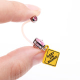 Detail View 3 of Heart Gem Sparkle Baby On Board Dangle Bio-Flex Pregnancy Belly Button Ring-Pink