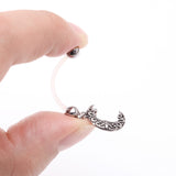 Detail View 3 of Vintage Filigree Crescent Moon Sparkle Dangle Bio-Flex Pregnancy Belly Button Ring