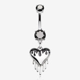 Dark Love Dripping Heart Dangle Belly Button Ring