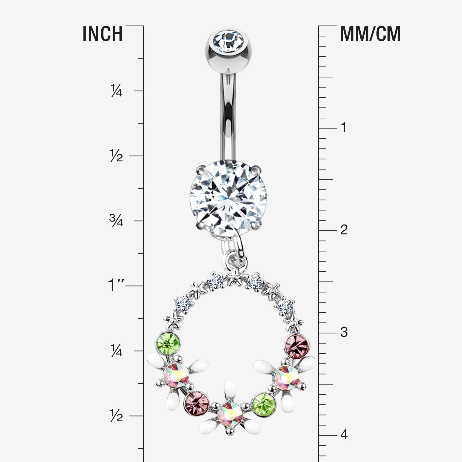 Detail View 1 of Sparkle Chic Flower Wreath Belly Button Ring