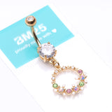 Detail View 4 of Golden Sparkle Chic Flower Wreath Belly Button Ring