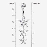 Detail View 1 of Grand Sparkle Triple Marquise Sparkle Belly Button Ring-Clear Gem
