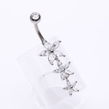 Detail View 2 of Grand Sparkle Triple Marquise Sparkle Belly Button Ring-Clear Gem