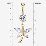 Detail View 1 of Friendly Butterfly Belly Button RIng-Clear Gem