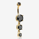 Golden Brilliant Gem Cascade Belly Button Ring