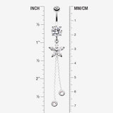 Detail View 1 of Flower Sparkle Belly Button Ring-Clear Gem