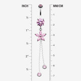 Detail View 1 of Flower Sparkle Belly Button Ring-Pink