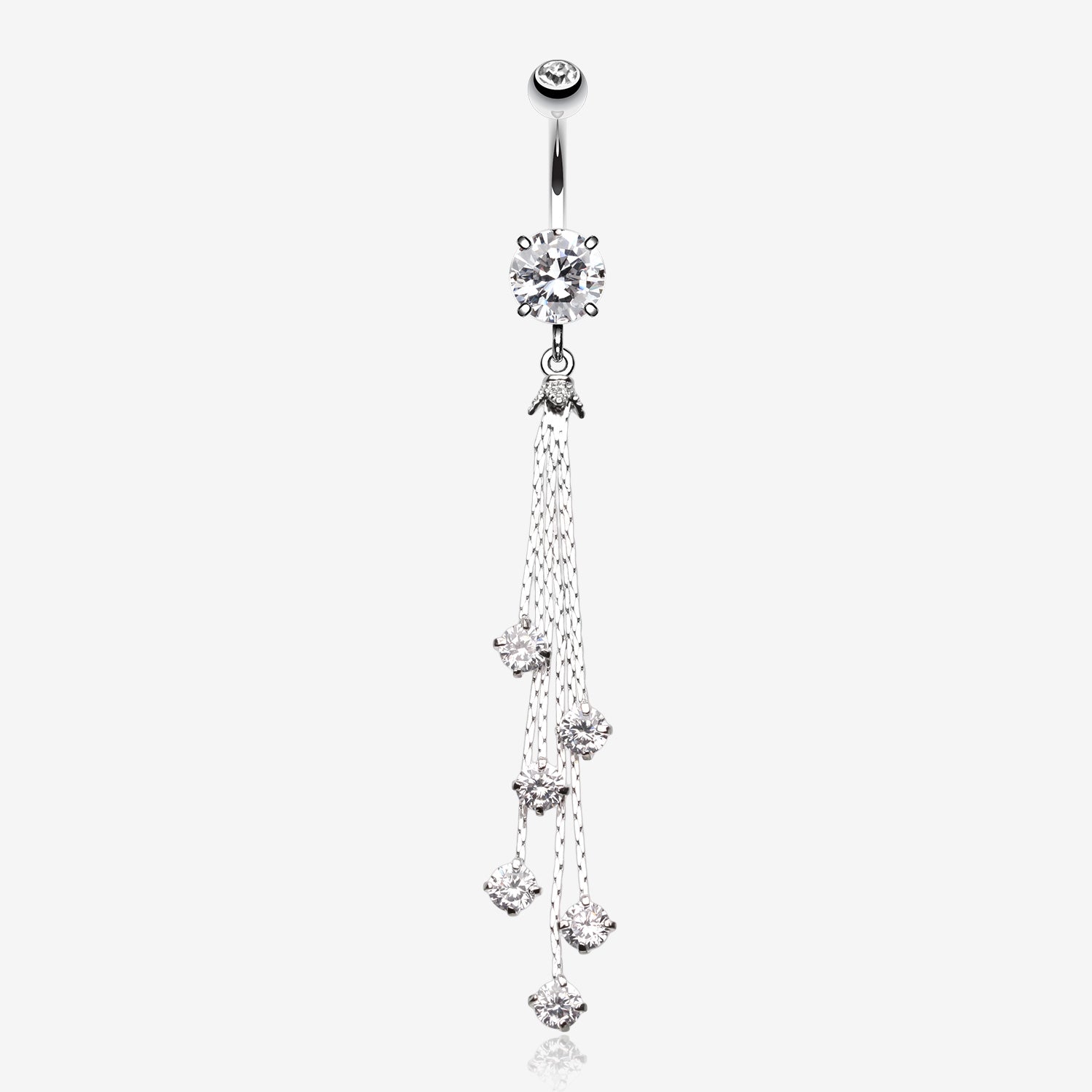 Lustre Drops Belly Button Ring-Clear Gem