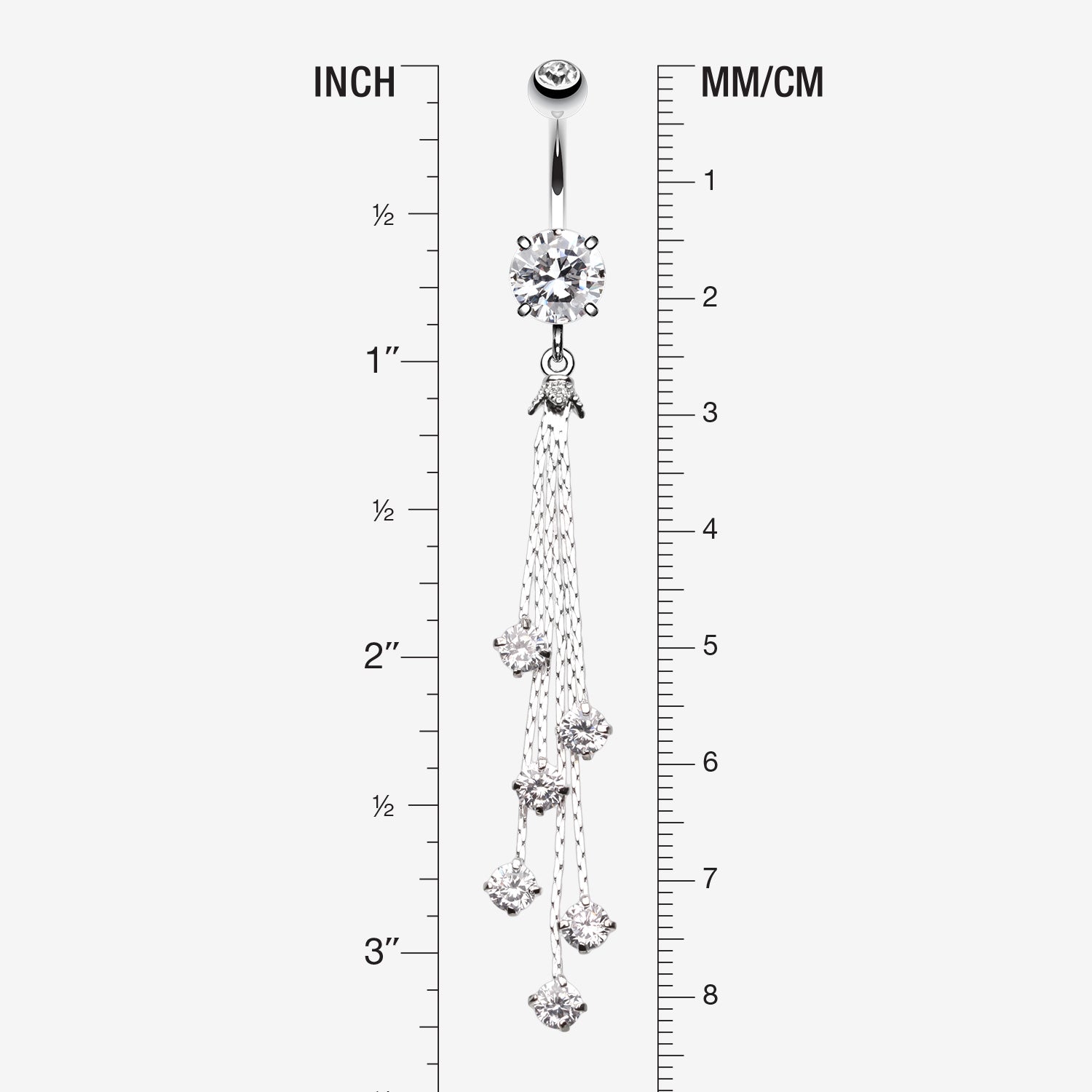 Detail View 1 of Lustre Drops Belly Button Ring-Clear Gem