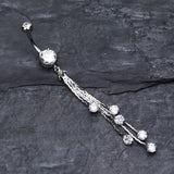Detail View 2 of Lustre Drops Belly Button Ring-Clear Gem