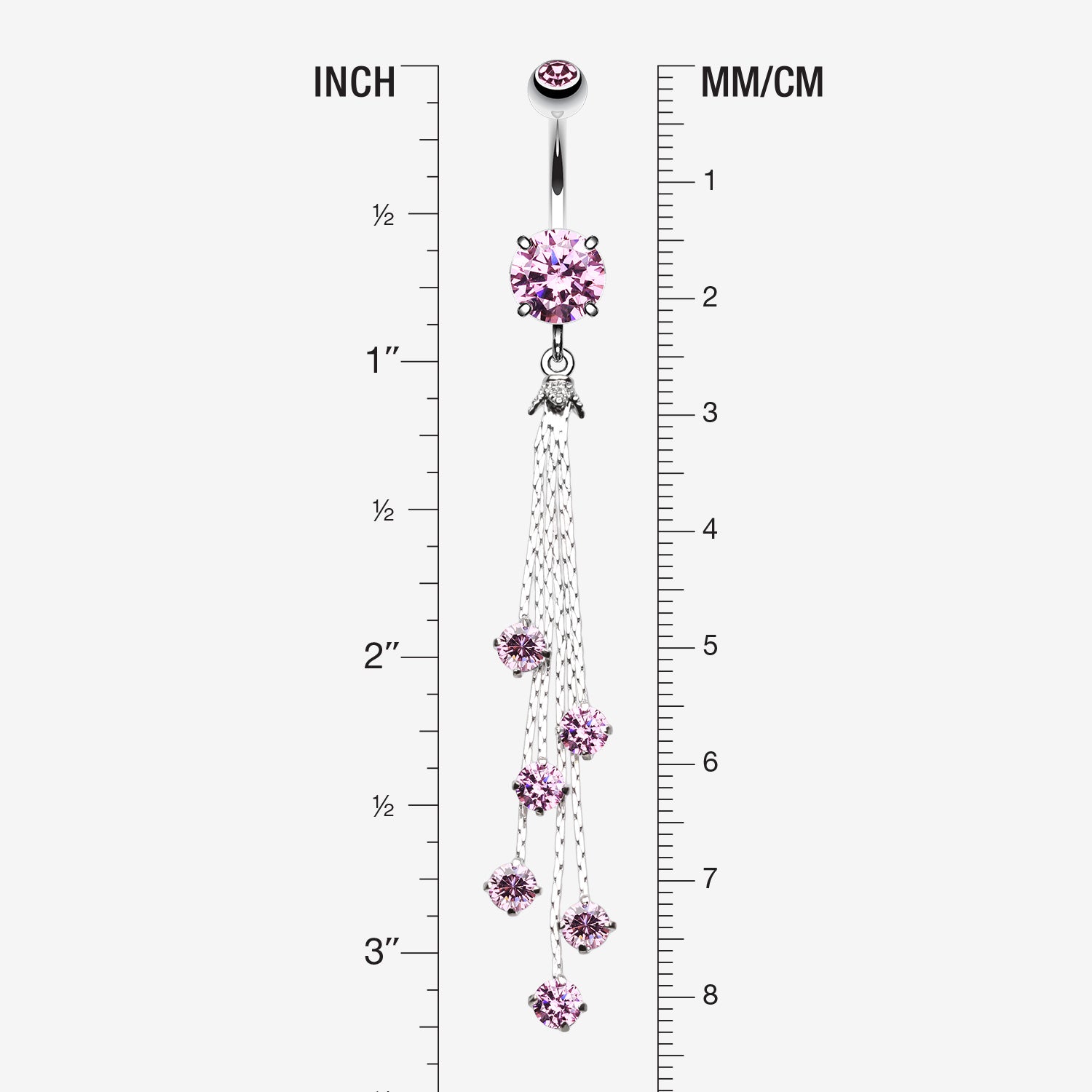 Detail View 1 of Lustre Drops Belly Button Ring-Pink