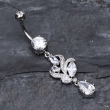 Detail View 2 of Elegant Luster Vines Belly Button Ring-Clear Gem