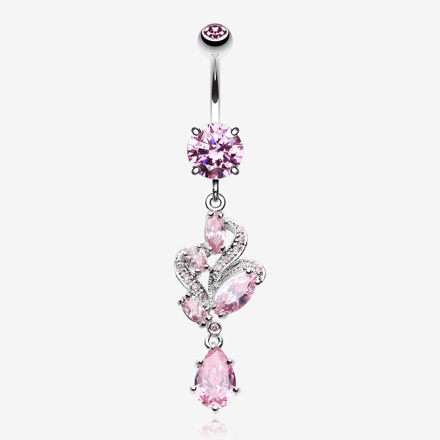 Elegant Luster Vines Belly Button Ring-Pink