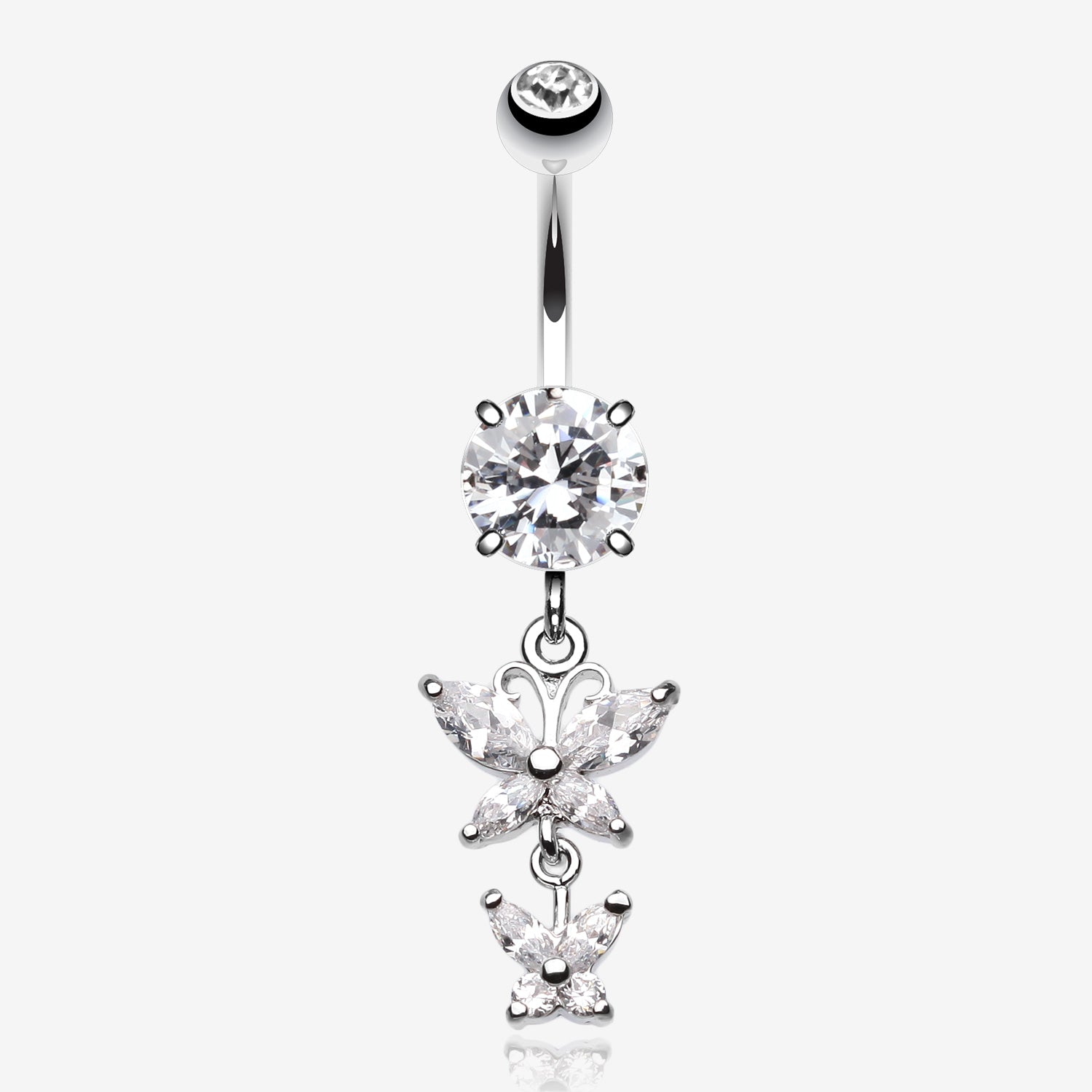 Butterfly Besties Belly Button Ring-Clear Gem
