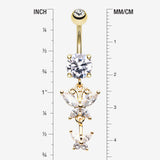Detail View 1 of Golden Butterfly Besties Belly Button Ring-Clear Gem