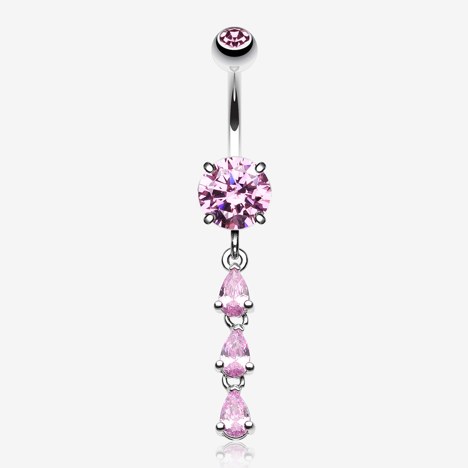 Sweet Cascading Gems Belly Button Ring-Pink